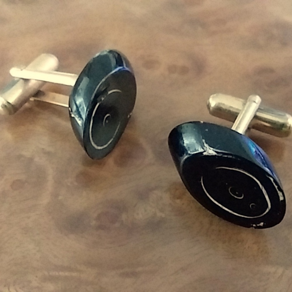 Vintage Goldtone Black Coral Cufflinks